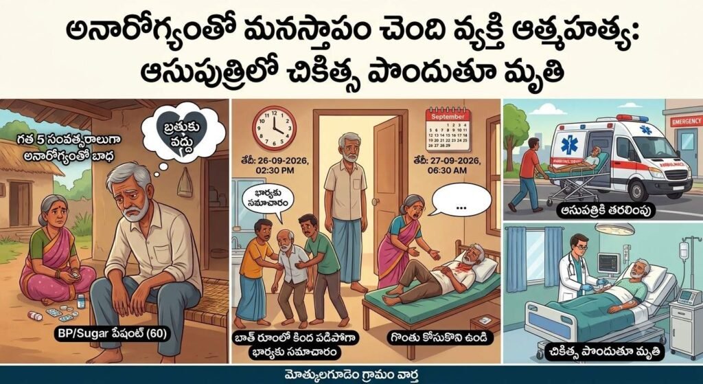 అనారోగ్యంతో మనస్తాపం చెంది వ్యక్తి ఆత్మహత్య: ఆసుపత్రిలో చికిత్స పొందుతూ మృతి